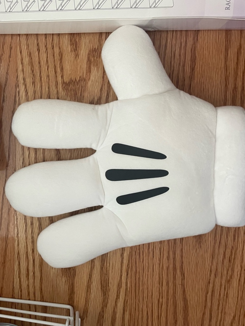 Plush Cartoon Glove Hand Pillow Pair in White with Black Details